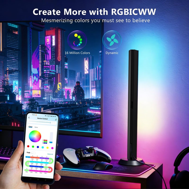 DAYBETTER Smart LED Light Bars, Gaming Light Bars with 16 Million Colors, RGB Light Bar with Music Sync and Scene Modes, Multiple Placement Options, Mood Lighting, Light Bar for Room, TV, PC, Gaming Desk Decor - Image 5
